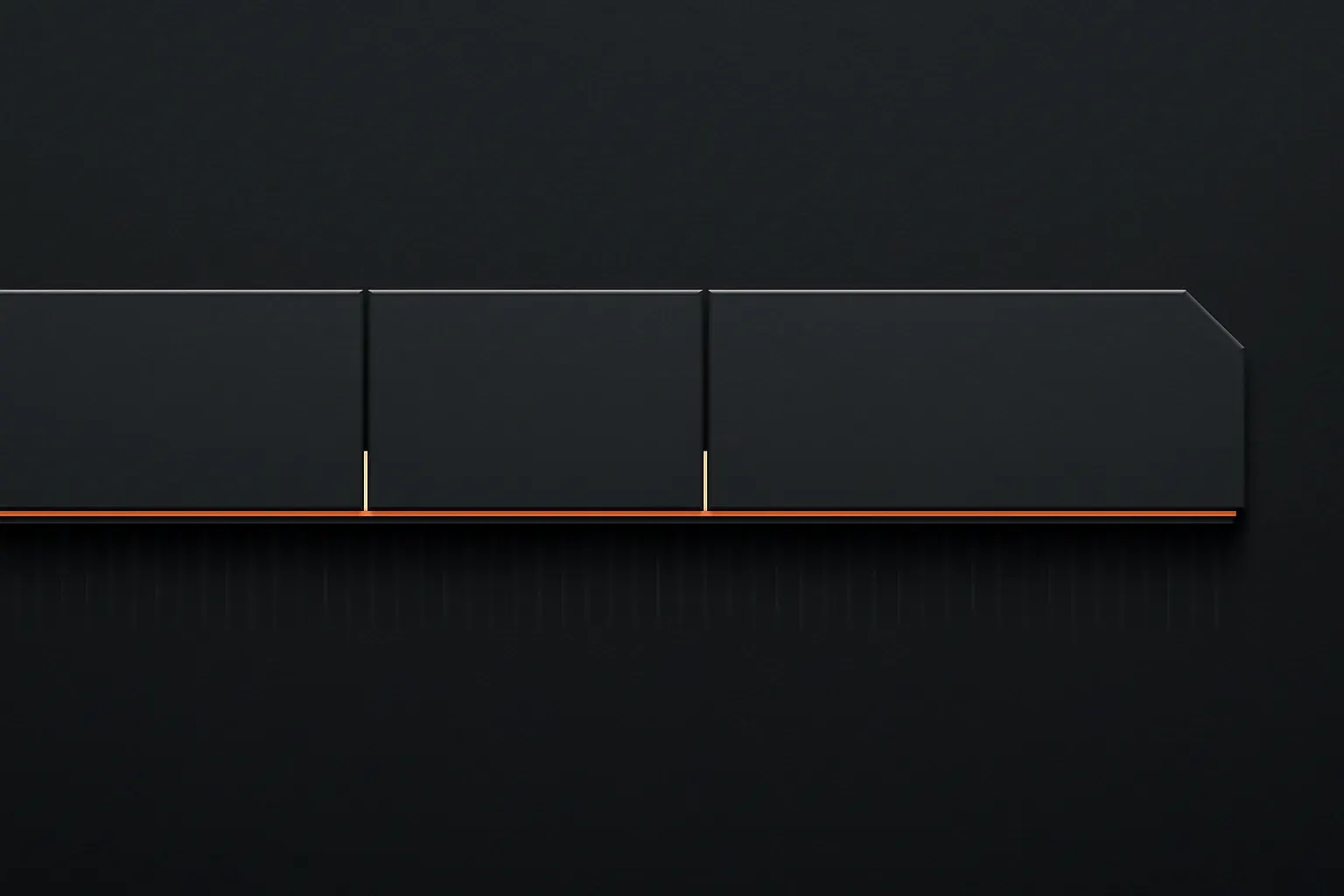 Abstract calibration strip divided into four unequal segments by ember tick marks, standing for the four stages of the engagement