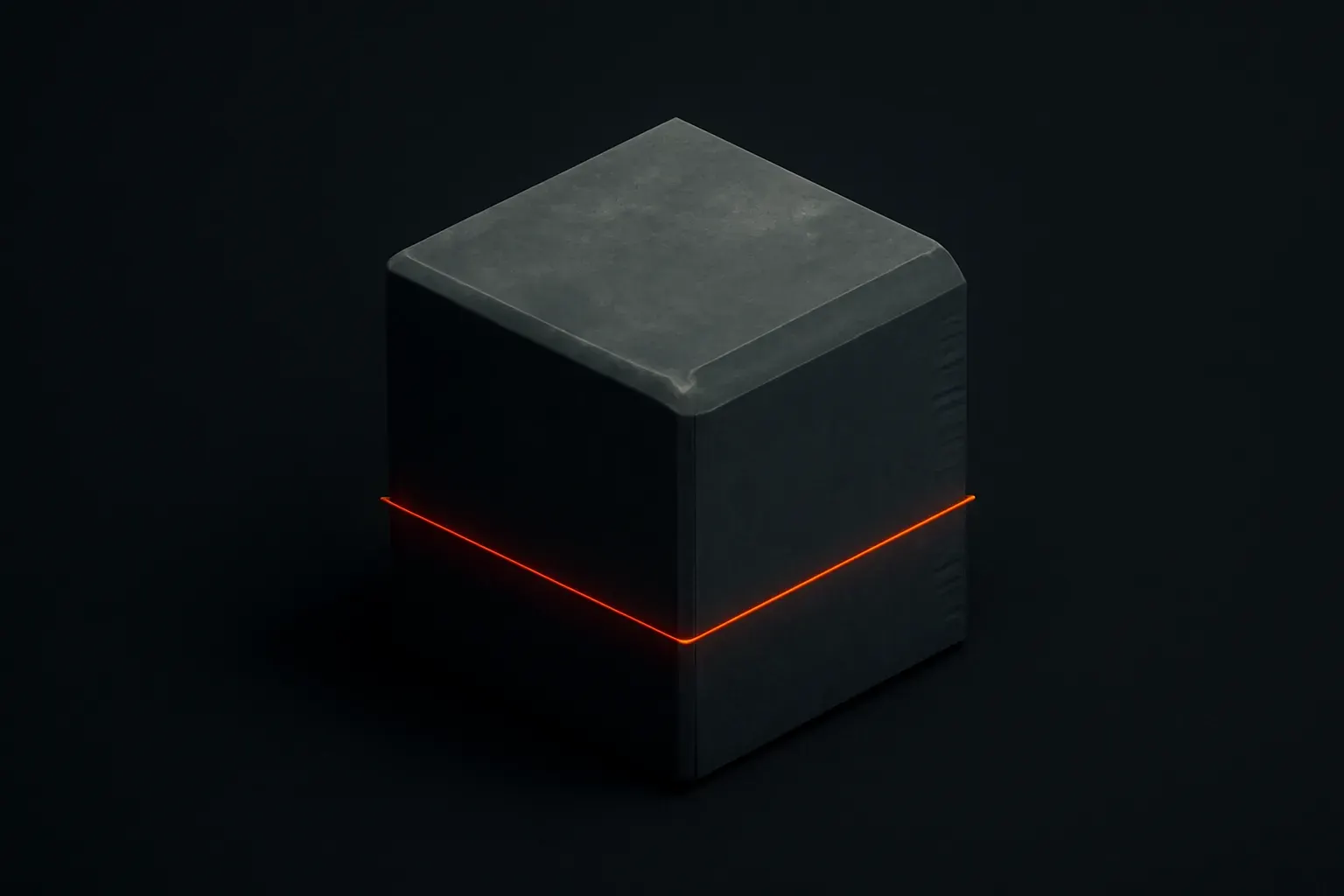 Abstract isometric render of an aging system diagram overlaid with a risk-map grid, duotoned graphite and ember