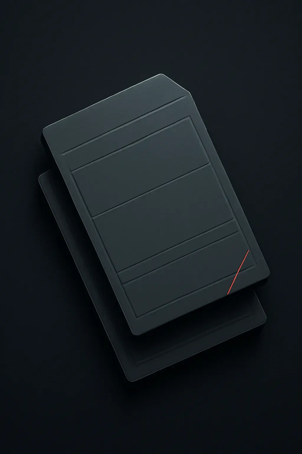 Abstract isometric render of a browser window and page-layout blocks, duotoned graphite and ember